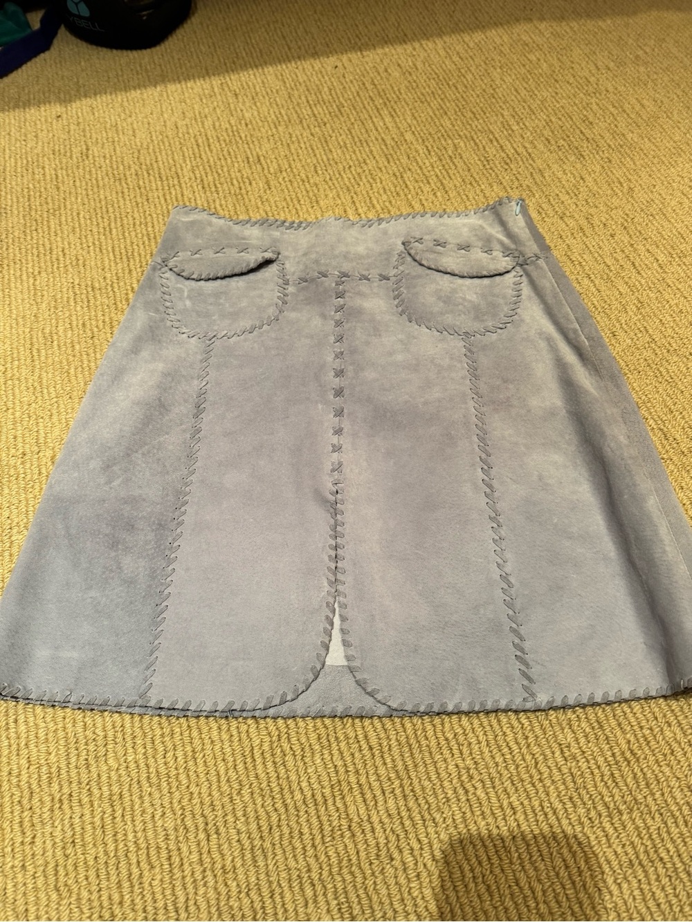 June Suede A-Line Mini Skirt in Light Blue
